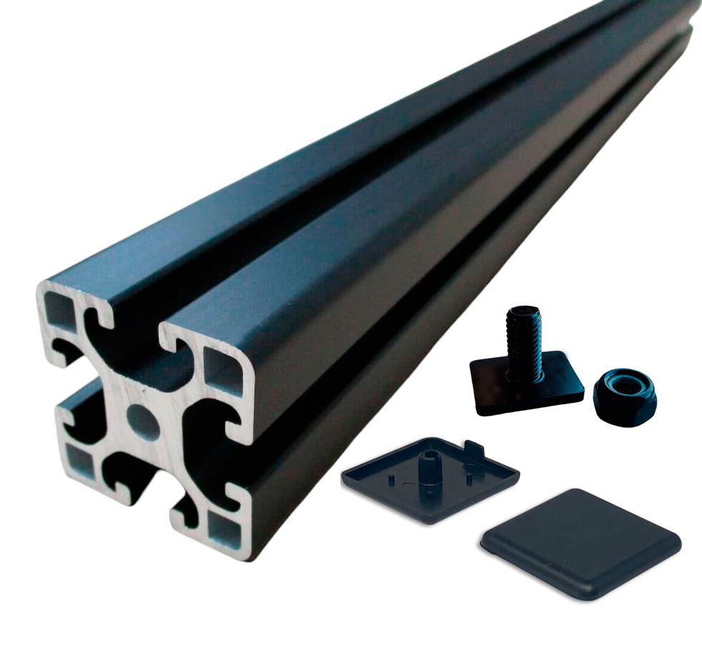 2x OZ4040 Black Anodized 6063-T5 Aluminium Extrusion T-Slot Profile