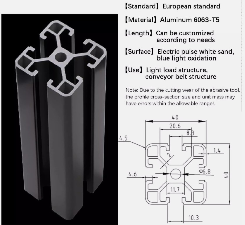 10x OZ4040 Black Anodized 6063-T5 Aluminium Extrusion T-Slot Profile